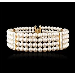 14KT Yellow Gold Pearl and Diamond Choker