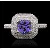 Image 1 : 18KT White Gold 1.44 ctw Tanzanite and Diamond Ring