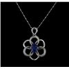 Image 1 : 14KT White Gold 2.50 ctw Tanzanite and Diamond Pendant With Chain