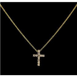 0.31 ctw Diamond Cross Pendant With Chain - 14KT Yellow Gold