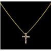 Image 1 : 0.31 ctw Diamond Cross Pendant With Chain - 14KT Yellow Gold