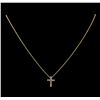 Image 2 : 0.31 ctw Diamond Cross Pendant With Chain - 14KT Yellow Gold