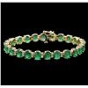 Image 1 : 16.63 ctw Emerald and Diamond Bracelet - 14KT Yellow Gold