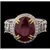 Image 2 : 14KT Two-Tone Gold 5.44 ctw Ruby and Diamond Ring