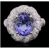 Image 2 : 18KT White Gold 4.86 ctw Tanzanite and Diamond Ring