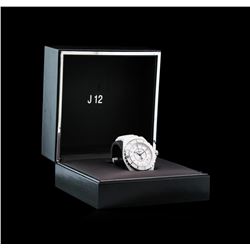 Chanel White Ceramic Diamond J12 Watch