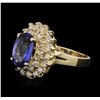 Image 1 : 14KT Yellow Gold 2.49 ctw Tanzanite and Diamond Ring