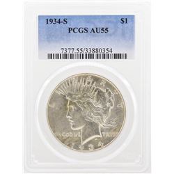 1934-S PCGS AU55 $1 Peace Silver Dollar