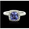 Image 2 : 14KT White Gold 1.99 ctw Tanzanite and Diamond Ring