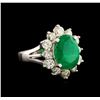 Image 1 : 14KT White Gold 3.41 ctw Emerald and Diamond Ring