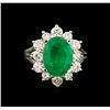 Image 2 : 14KT White Gold 3.41 ctw Emerald and Diamond Ring