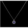 Image 2 : 3.16 ctw Tanzanite and Diamond Pendant With Chain - 14KT White Gold
