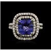 Image 2 : 14KT White Gold 3.98 ctw Tanzanite and Diamond Ring