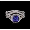 Image 2 : 14KT White Gold 1.22 ctw Tanzanite and Diamond Ring and Guard