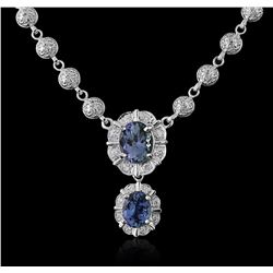 14KT White Gold 5.50 ctw Tanzanite and Diamond Necklace