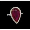 Image 2 : 14KT White Gold 7.24 ctw Ruby and Diamond Ring