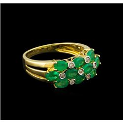 1.59 ctw Emerald and Diamond Ring - 14KT Yellow Gold