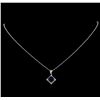 Image 2 : 18KT White Gold 3.18 ctw Sapphire and Diamond Pendant With Chain
