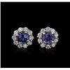Image 1 : 14KT White Gold 2.40 ctw Tanzanite and Diamond Earrings
