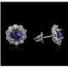 Image 2 : 14KT White Gold 2.40 ctw Tanzanite and Diamond Earrings