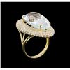 Image 3 : 14KT Yellow Gold 15.52 ctw Aquamarine and Diamond Ring