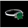 Image 1 : 1.45 ctw Emerald and Diamond Ring - 14KT White Gold