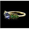 Image 2 : 14KT Yellow Gold 1.37 ctw Tanzanite and Garnet Ring