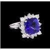 Image 1 : 14KT White Gold GIA Certified 7.53 ctw Tanzanite and Diamond Ring