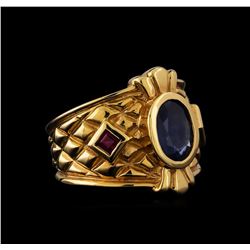 1.26 ctw Sapphire and Ruby Ring - 14KT Yellow Gold