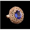 Image 1 : 14KT Rose Gold 4.34 ctw Tanzanite and Diamond Ring