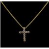 Image 1 : 0.31 ctw Diamond Cross Pendant With Chain - 14KT Yellow Gold