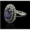 Image 1 : 14KT White Gold 4.34 ctw Tanzanite and Diamond Ring