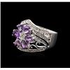 Image 1 : 14KT White Gold 1.25 ctw Amethyst and Diamond Ring