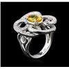 Image 3 : 1.15 ctw Yellow Sapphire and Diamond Ring - 14KT White Gold