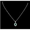 Image 1 : 14KT White Gold 2.21 ctw Emerald and Diamond Pendant With Chain