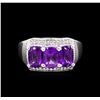Image 2 : Crayola 2.40 ctw Amethyst and White Sapphire Ring - .925 Silver