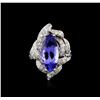 Image 2 : 14KT White Gold 3.42 ctw Tanzanite and Diamond Ring