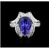 Image 2 : 14KT White Gold 4.58 ctw Tanzanite and Diamond Ring