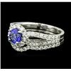 Image 2 : 14KT White Gold 0.73 ctw Tanzanite and Diamond Wedding Ring Set