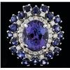 Image 1 : 14KT White Gold 4.93 ctw Tanzanite, Sapphire and Diamond Ring