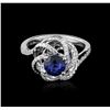 Image 2 : 18KT White Gold 1.00 ctw Sapphire and Diamond Ring