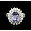 Image 2 : 14KT White Gold 2.82 ctw Tanzanite and Diamond Ring