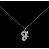 Image 1 : 0.25 ctw Diamond Initial Pendant With Chain - 14KT White Gold