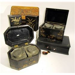 Six Lacquer And Inlay Boxes And Tea Caddys