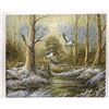 Image 1 : Unframed Oil On Canvas Of Ducks In Flight