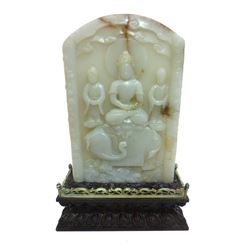 White Jade Guanyin Miniature Table Screen