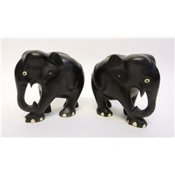 Pair Hardwood Elephants