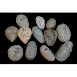 Twelve Assorted  Jadeite And Jade Pendants