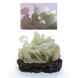 Carved Jade Lady Playing Guitar Grouping