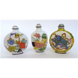 Three Enamel Snuff Bottles